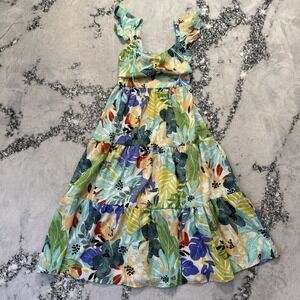 Girl Soul Dress Womens Size‎ L Multicolor Floral Print Sweet Summer Tiered Maxi